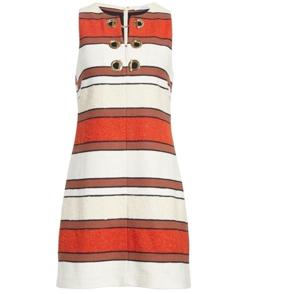 DEREK LAM 10 CROSBY Grommet Detail Stripe Shift Dress - Picture 5 of 11